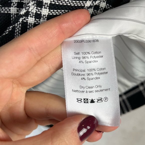 NWOT Veronica Beard Jenny Check Cotton Jacket Short Sleeve Plaid Black USA 6 - Picture 6 of 8